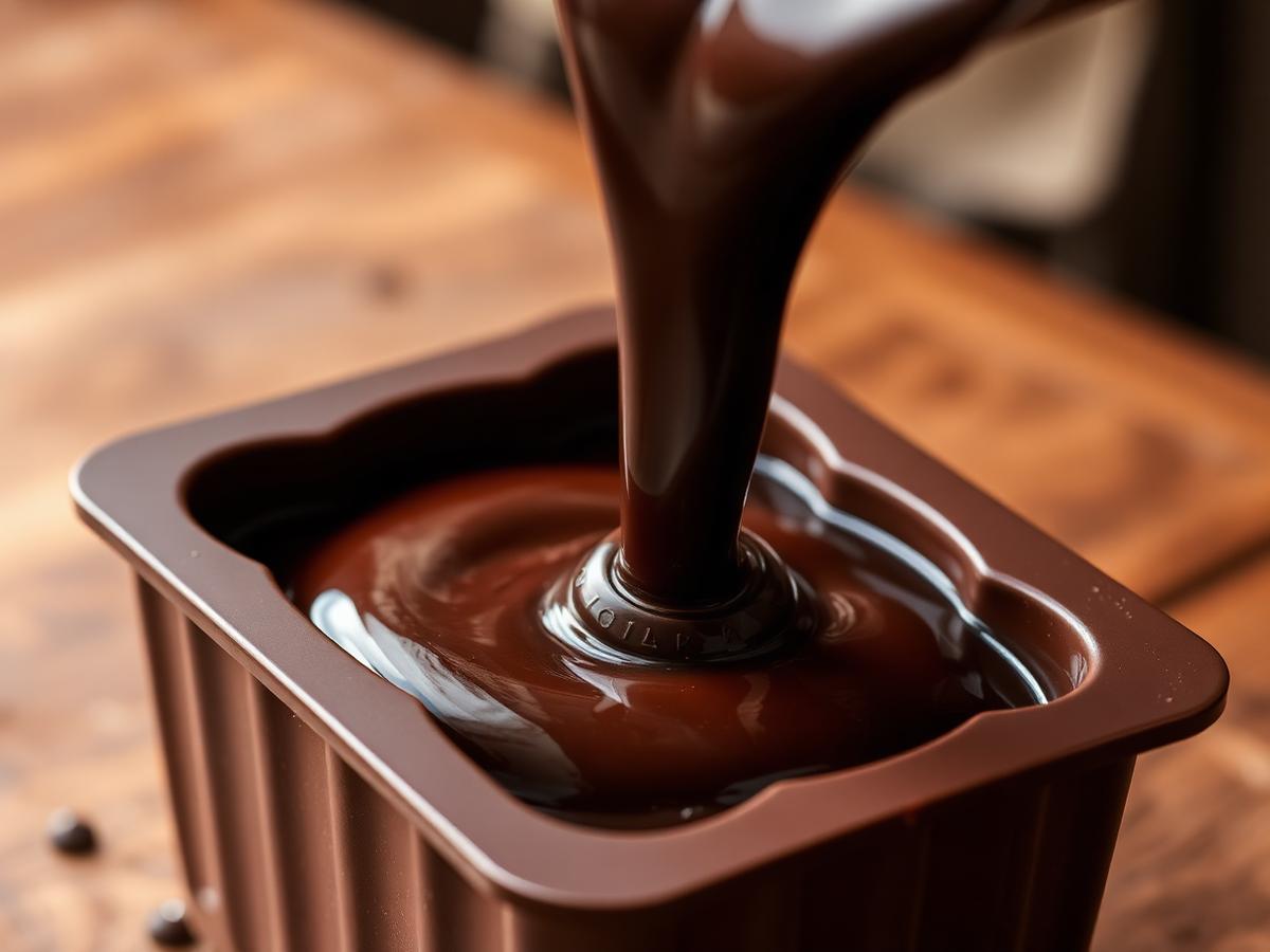 Fotografía de producto: Licor / pasta de cacao de cacao colombiano, primer plano sobre superficie natural