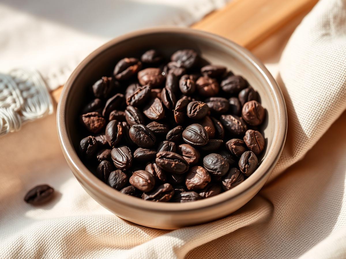 Fotografía de producto: Nibs de cacao de cacao colombiano, primer plano sobre superficie natural