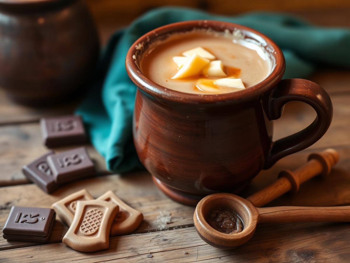 Fotografía de producto: Chocolate de mesa de cacao colombiano, primer plano sobre superficie natural